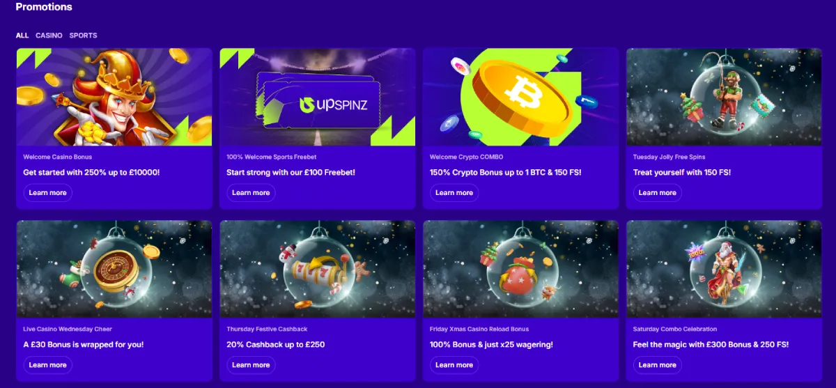upspinz casino bonuses