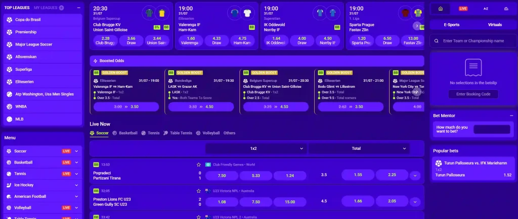 UpSpinz Casino sportsbook with live betting matches odds and esports navigation