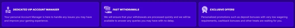 UpSpinz Casino VIP club benefits including account manager fast withdrawals and exclusive offers